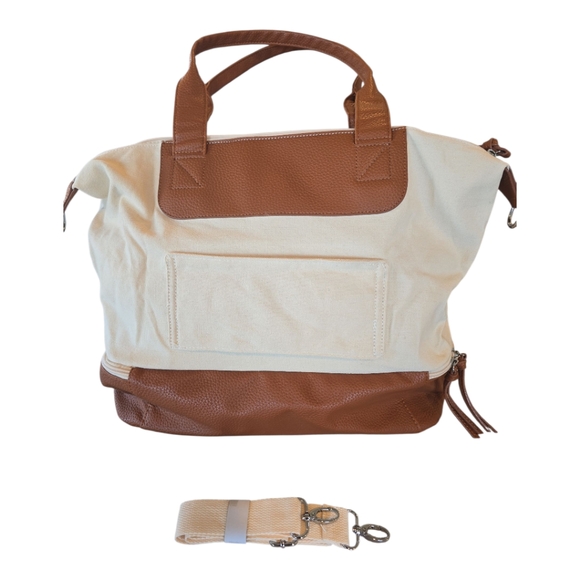 Graf Lantz NWT Carry On Weekender Tote Canvas Roomy Neutral 15"x15"x7" Dust Bag - Picture 4 of 11